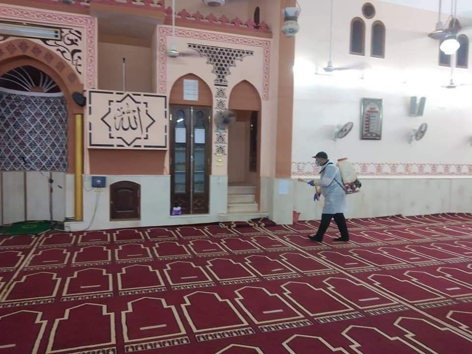 حملة لتعقيم المشات الحكومية والخدمية بواحة بلاط في الوادي الجديد (1)