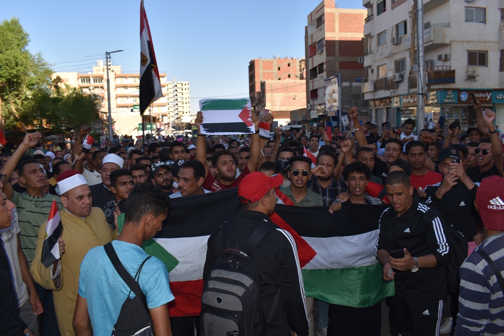 رفع علم فلسطين بميدان الوادي الجديد