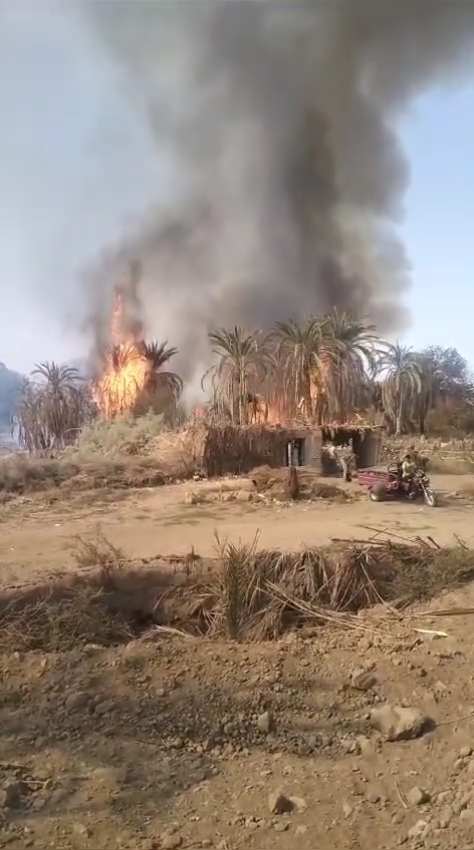 حريق مزرعة النخيل بقرية القصر بمركز الداخلة (4)