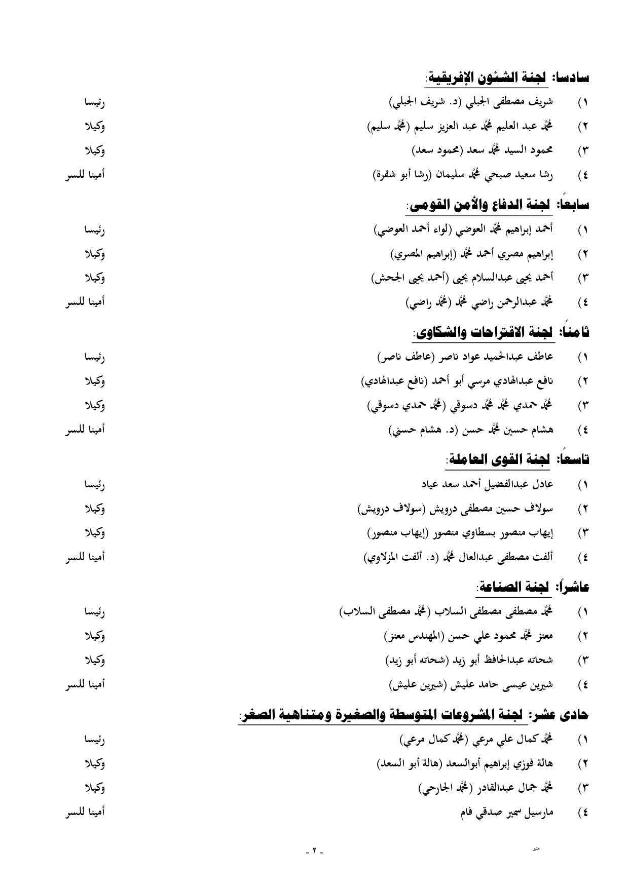 جدول هيئات مكاتب اللجان النوعية الدور الخامس - النواب (2)_page-0002